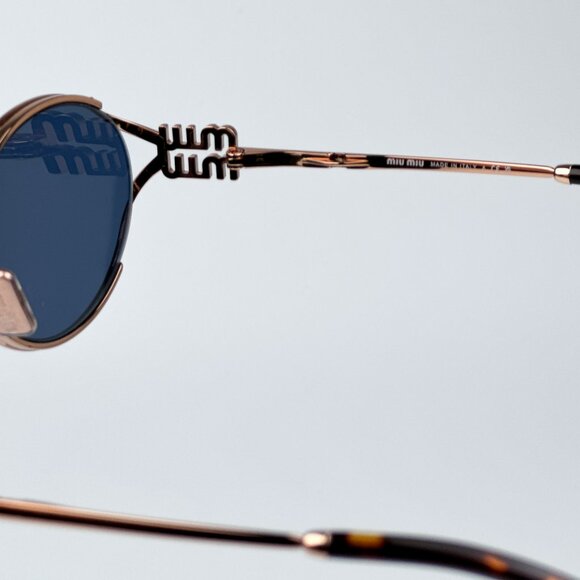 Miu Miu MU52YS ZVF1V1 BRAND NEW Sunglasses Pink Gold Dark Blue Oval Unisex main image 7